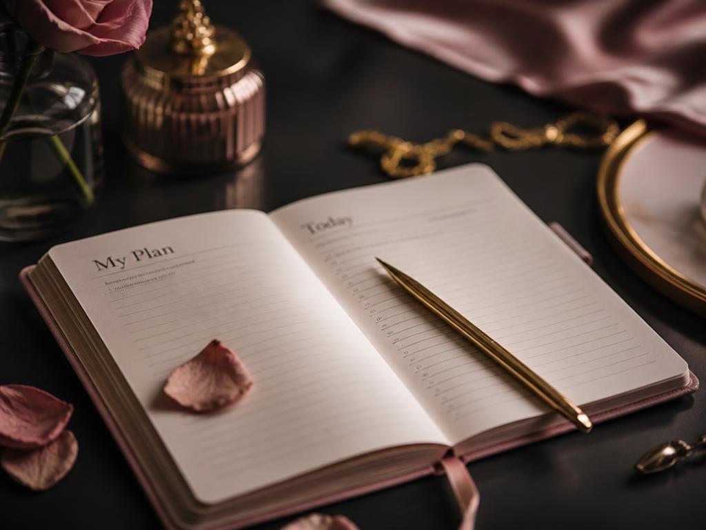 An open diary with a pen, ready for a weekly check-in